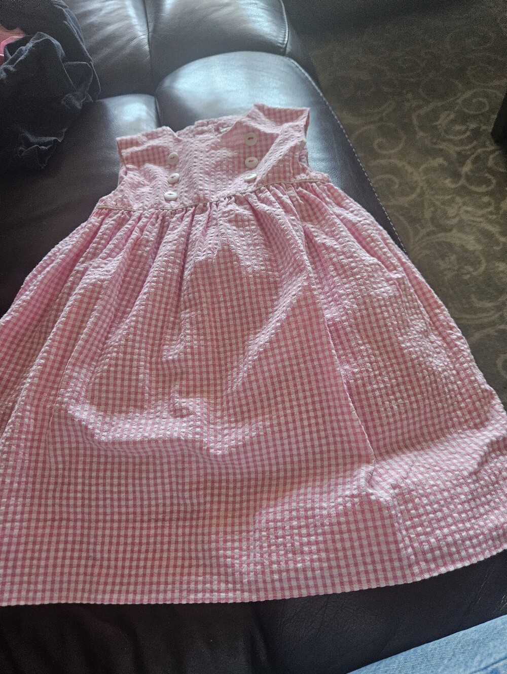 P A Classics Pink Gingham Sleeveless Button-Front Kids Dress Size 18 Months